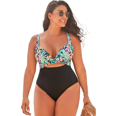 Swimsuits For All Women’s Plus Size Cut Out Underwire One Piece Swimsuit - Image 3