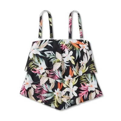 Women's Tropical Print Tiered Bandeau Tankini Top - Kona Sol™ Black - Image 4