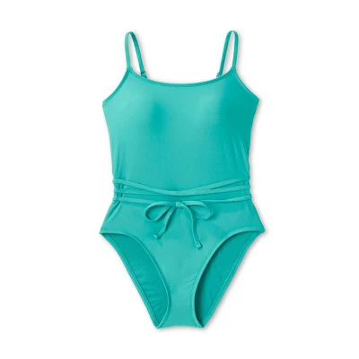 Women's Lace-Up One Piece Swimsuit - Shade & Shore™ Teal - Image 4