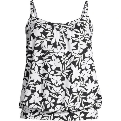 Lands' End Women's Blouson Tummy Hiding Tankini Top Swimsuit Adjustable Straps - Image 6