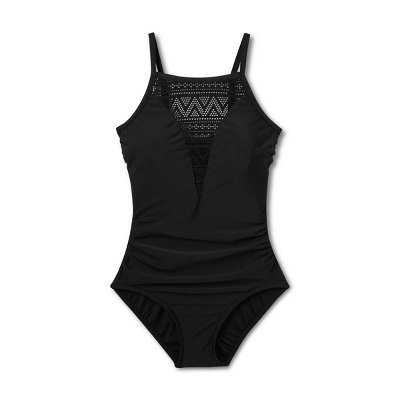 Women's UPF 50 Crochet High Neck One Piece Swimsuit - Aqua Green® - Image 4