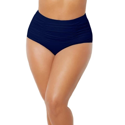 Swimsuits For All Women’s Plus Size Shirred High Waist Swim Brief - Image 9
