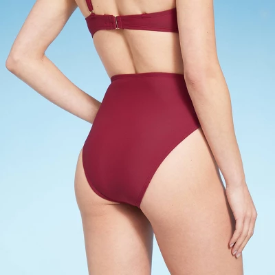 Women's High Waist High Leg Bikini Bottom - Shade & Shore™ Red