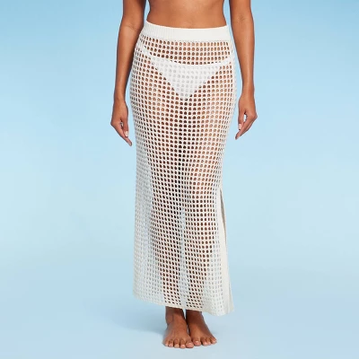 Women's Pull-On Crochet Cover Up Skirt - Shade & Shore™ Off-White - Image 2