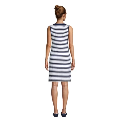 Lands' End Women's Cotton Jersey Sleeveless Swim Cover-up Dress