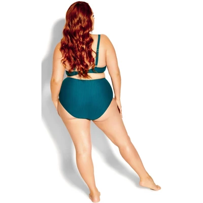 Women's Plus Size Java Bikini Brief - Teal | CITY CHIC