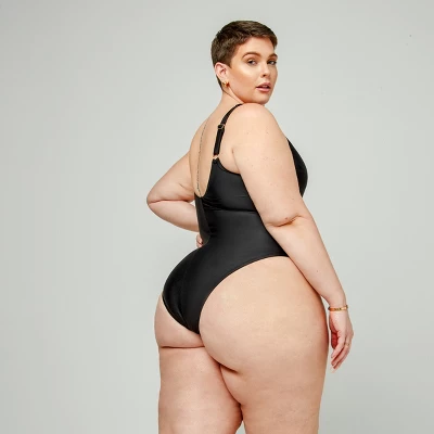 Women's Plus Size V Neck Mesh Sheer One Piece Swimsuit -Cupshe - Image 4