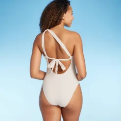 Women's One Shoulder Plunge Cut Out One Piece Swimsuit - Shade & Shore™
