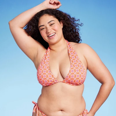 Women's U Bralette Multiway Bikini Top - Wild Fable⢠Orange Tile Print - Image 8