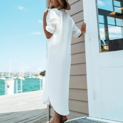 Women's Swim Cover-Up Maxi Shirt Dress -Cupshe - Image 3
