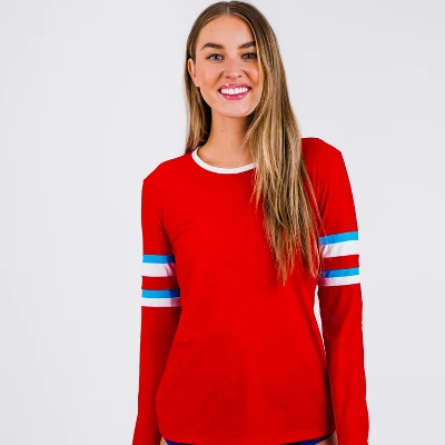 Calypsa Womens Striped Color Block Rash Guard - Image 4