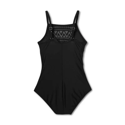 Women's UPF 50 Crochet High Neck One Piece Swimsuit - Aqua Green® - Image 5