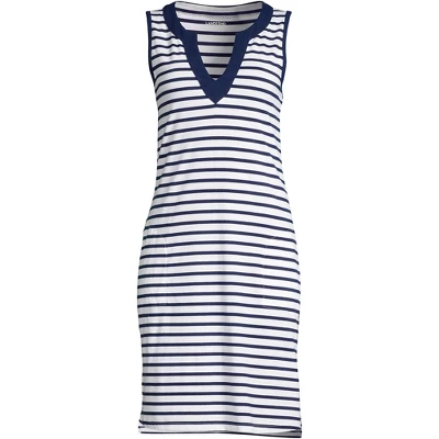 Lands' End Women's Cotton Jersey Sleeveless Swim Cover-up Dress - Image 3