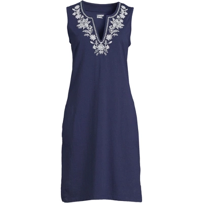 Lands' End Women's Cotton Jersey Sleeveless Swim Cover-up Dress - Image 9