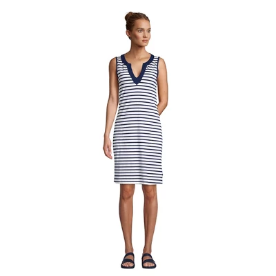 Lands' End Women's Cotton Jersey Sleeveless Swim Cover-up Dress - Image 2