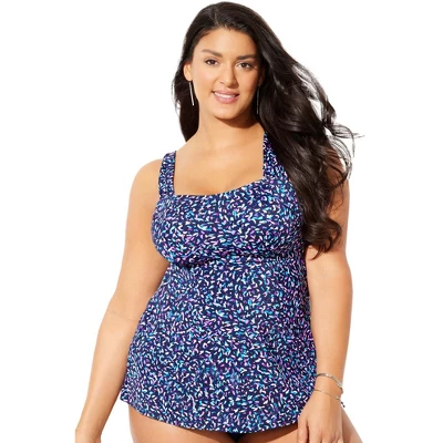 Swimsuits For All Women’s Plus Size Tie-Back Tankini Top - Image 5
