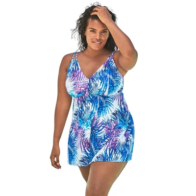 Swim 365 Women’s Plus Size Loop Strap Two-Piece Swim Dress - Image 3
