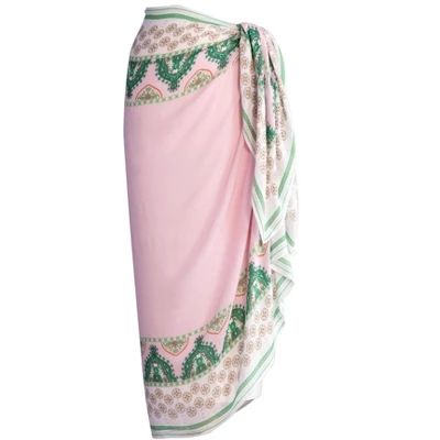 Shiraleah Pink And Green Block Print Pareo