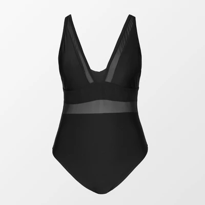 Women's Plus Size V Neck Mesh Sheer One Piece Swimsuit -Cupshe - Image 2