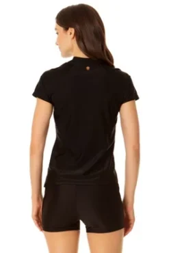 Coppersuit - Women's Short Sleeve Zip Front Rashguard Swimsuit Top