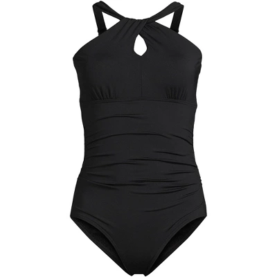 Lands' End Women's Chlorine Resistant High Neck To One Shoulder Multi Way One Piece Swimsuit - Image 5