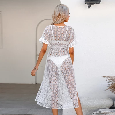 Women's Crochet Ruffles Swim Cover-Up - Cupshe - Image 2