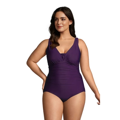 Lands' End Women's Plus Size DD-Cup Slender Grecian Tummy Control Chlorine Resistant One Piece Swimsuit - Image 2