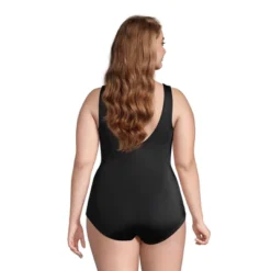 Lands' End Women's Plus Size DD-Cup Chlorine Resistant Scoop Neck Soft Cup Tugless Sporty One Piece Swimsuit