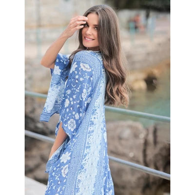 Shiraleah Blue And White Long Cover Up