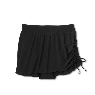 Women's UPF 50 Side-Tie Cinched Drawstring Skirt - Shape + Style™ By Aqua Green® Black - Image 3
