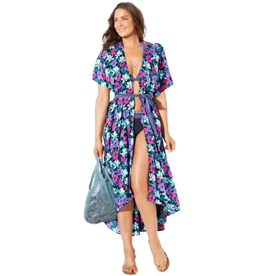 Swimsuits For All Women’s Plus Size Chloe Tie-Front Cover Up Duster - Image 3