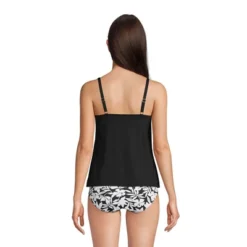 Lands' End Women's Chlorine Resistant V-Neck Tulip Hem Tankini Swimsuit Top With Adjustable Straps