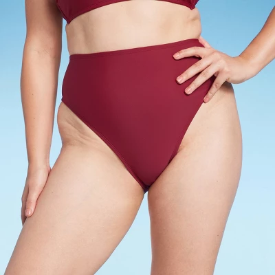Women's High Waist High Leg Bikini Bottom - Shade & Shore™ Red - Image 3