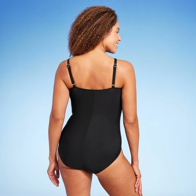 Women's UPF 50 Crochet High Neck One Piece Swimsuit - Aqua Green® - Image 3
