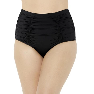 Swimsuits For All Women’s Plus Size Shirred High Waist Swim Brief