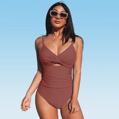 Women's Twist Front Cutout One Piece Swimsuit -Cupshe - Image 10