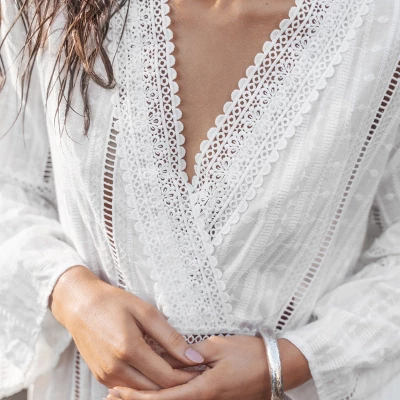 Women's V-neck Lace Trims Cover Up Dress - Cupshe - Image 3