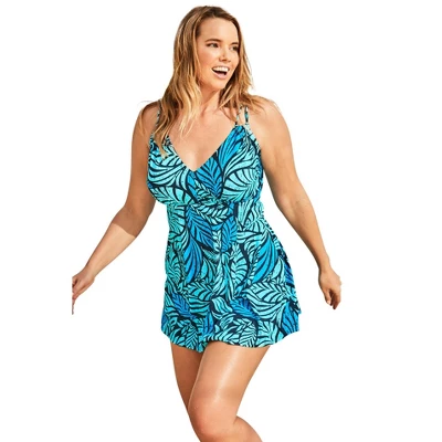 Swim 365 Women’s Plus Size Loop Strap Two-Piece Swim Dress - Image 4