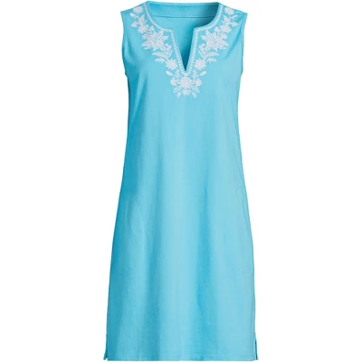 Lands' End Women's Cotton Jersey Sleeveless Swim Cover-up Dress - Image 10