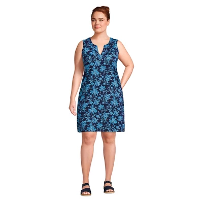 Lands' End Women's Cotton Jersey Sleeveless Swim Cover-up Dress - Image 8