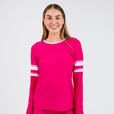 Calypsa Womens Striped Color Block Rash Guard - Image 3