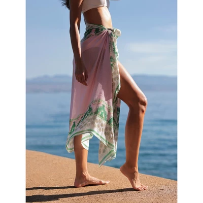 Shiraleah Pink And Green Block Print Pareo - Image 3