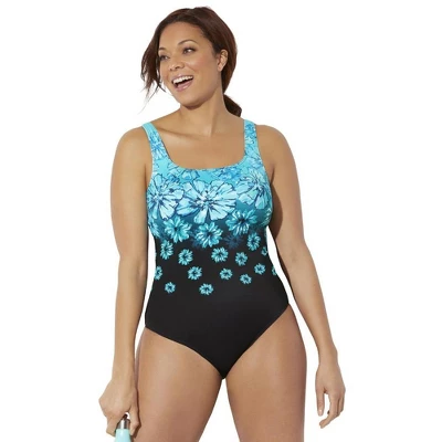 Swimsuits For All Women’s Plus Size Chlorine Resistant Tank One Piece Swimsuit - Image 6
