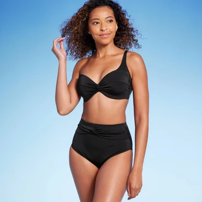 Women's High Waist Twist-Front Bikini Bottom - Shade & Shore™ Black - Image 2