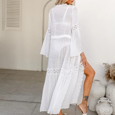 Women's Lace Long Sleeves Duster Cover-Up - Cupshe