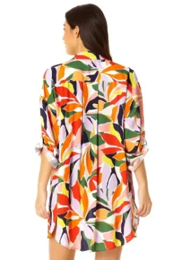 Anne Cole - Women's Button Down Shirt Swimsuit Cover Up