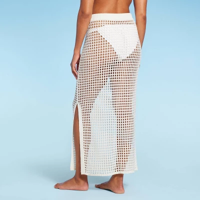 Women's Pull-On Crochet Cover Up Skirt - Shade & Shore™ Off-White - Image 3