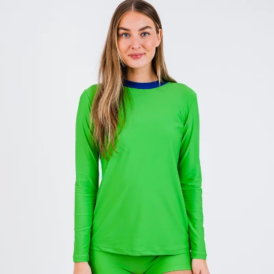 Calypsa Womens Back Zip Color Block Rash Guard - Image 2