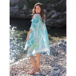 Shiraleah Blue Tropical Print Cover Up