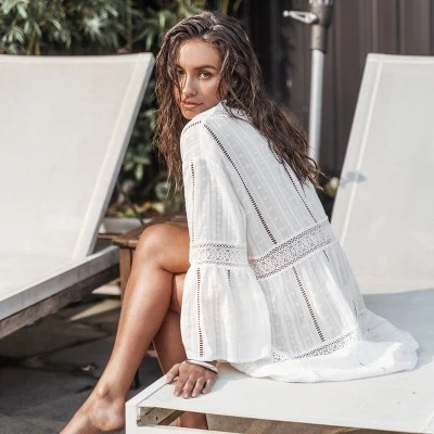 Women's V-neck Lace Trims Cover Up Dress - Cupshe - Image 2